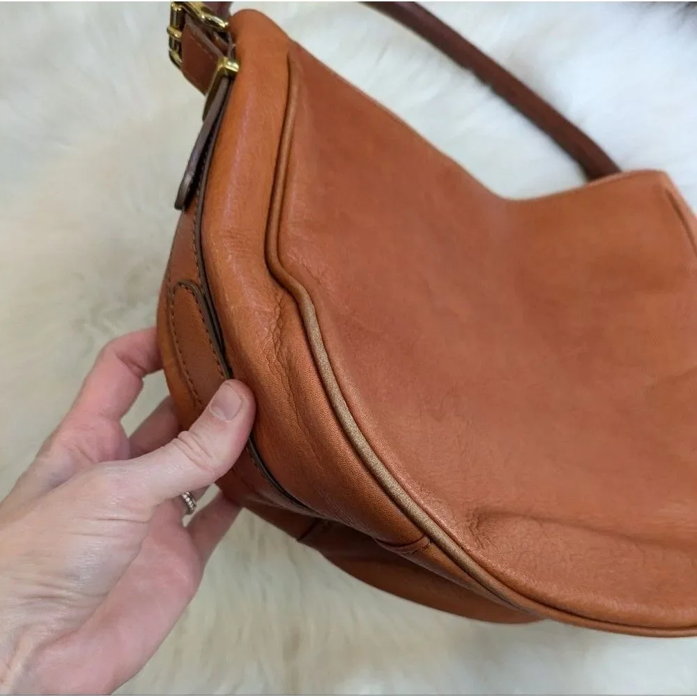 J. Crew Teddy Teddie Hobo Shoulder Bag Brown Leather